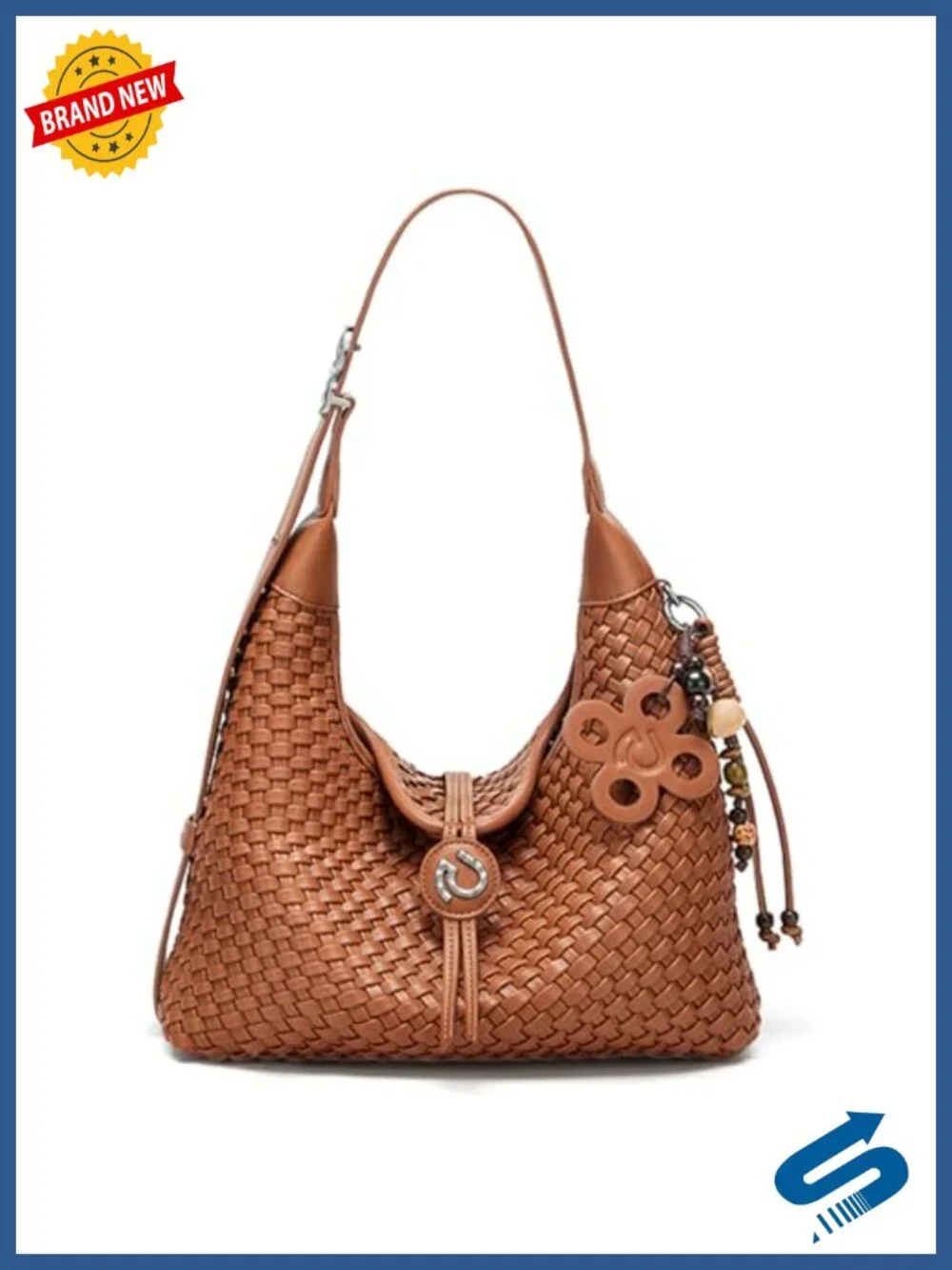 Woven Hobo Bag for Women Vegan Leather Hand-knitted Crossbody Shoulder Bag